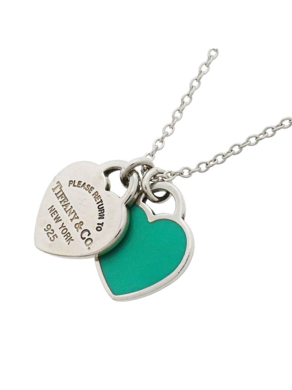Tiffany & Co Necklace Double Return to Tiffany Heart 925 Sterling Silver Blue